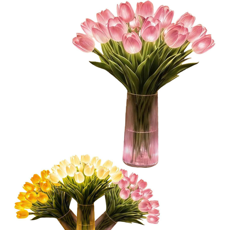 LED Tulip Flower Lamp - Rechargeable Floral Night Light