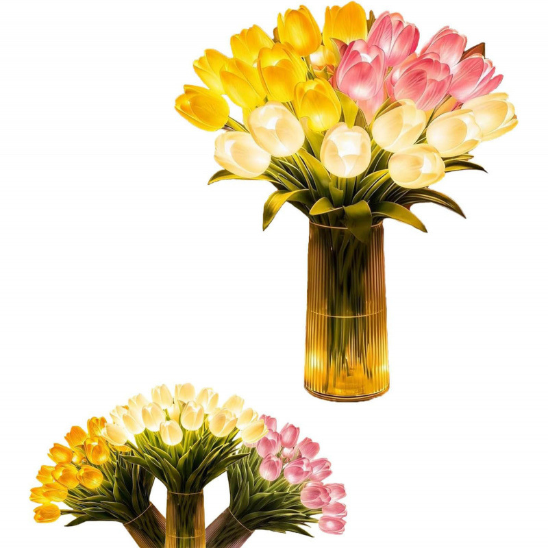 LED Tulip Flower Lamp - Rechargeable Floral Night Light