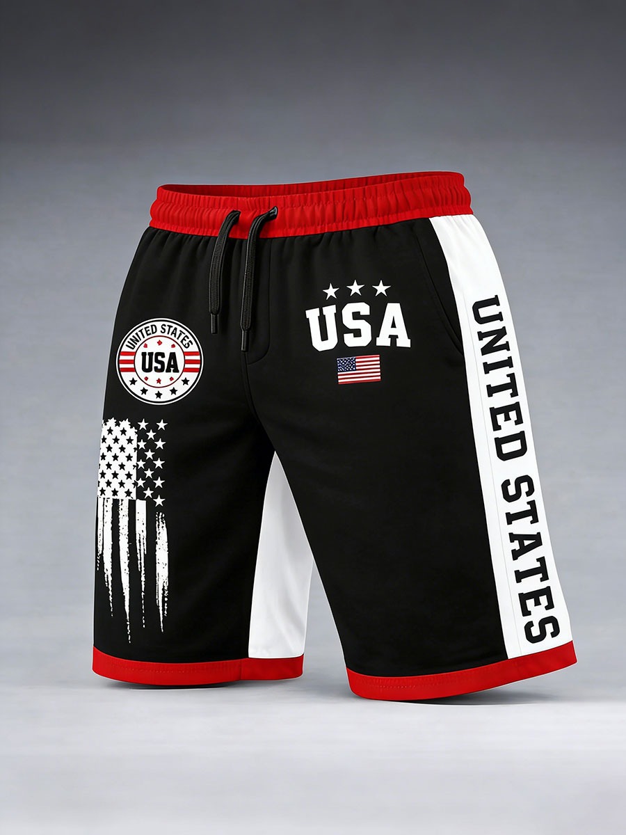 America 250 Years of Freedom Multi Design Men’s Drawstring Casual Shorts
