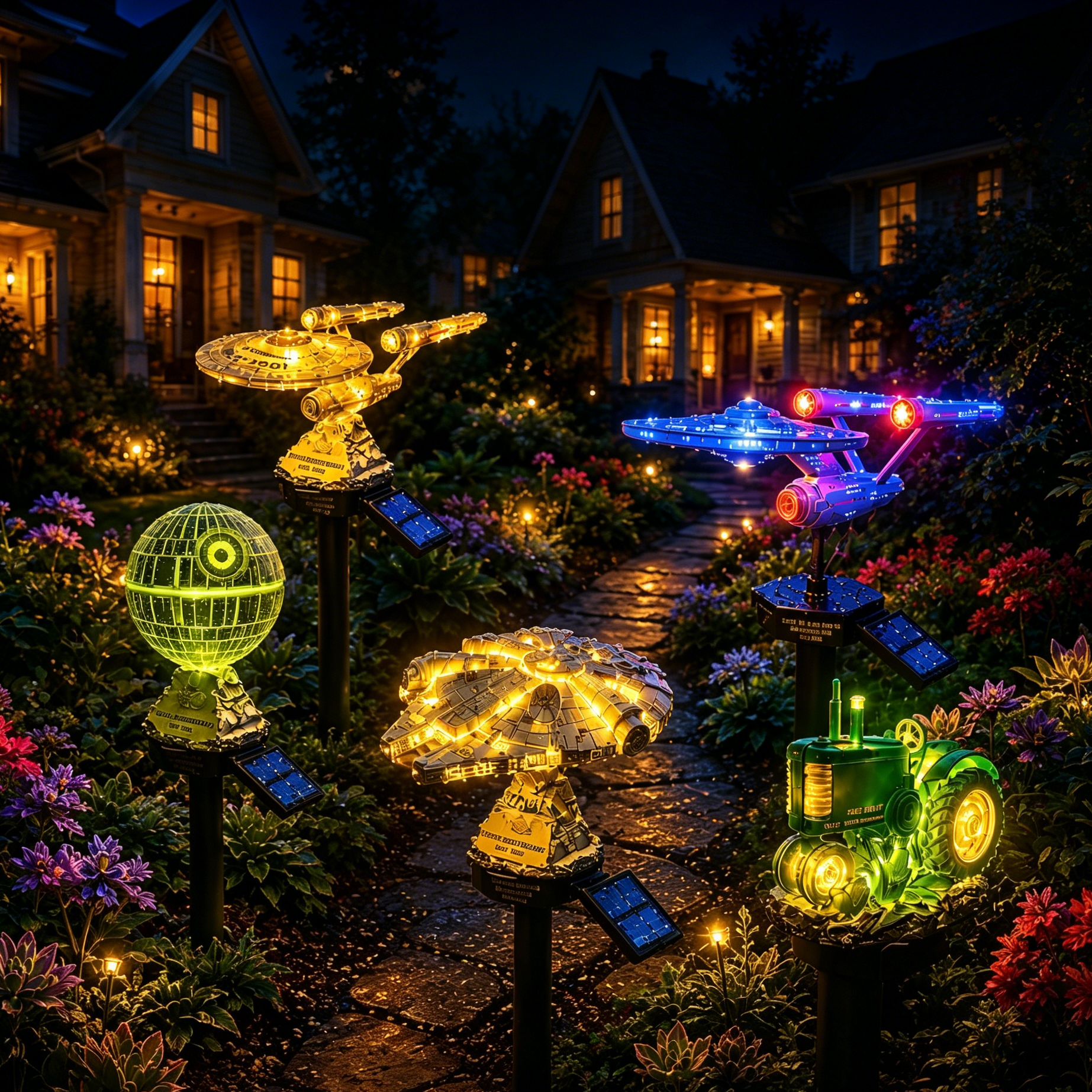 🌌TODAY 52% OFF🚀Turn Your Backyard Into a Sci-Fi Wonderland —🌠 Sci-Fi Starship Solar Garden Light