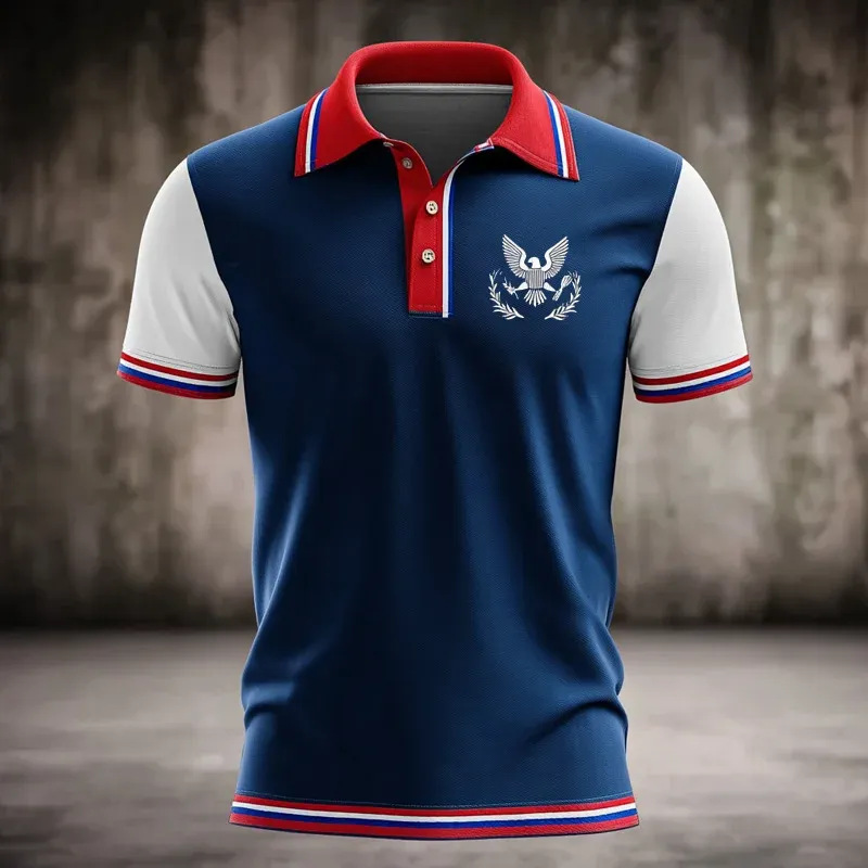 [Copy]Men's USA Flag Patriotic Golf Polo Shirt | Moisture Wicking American Flag Performance Golf Apparel