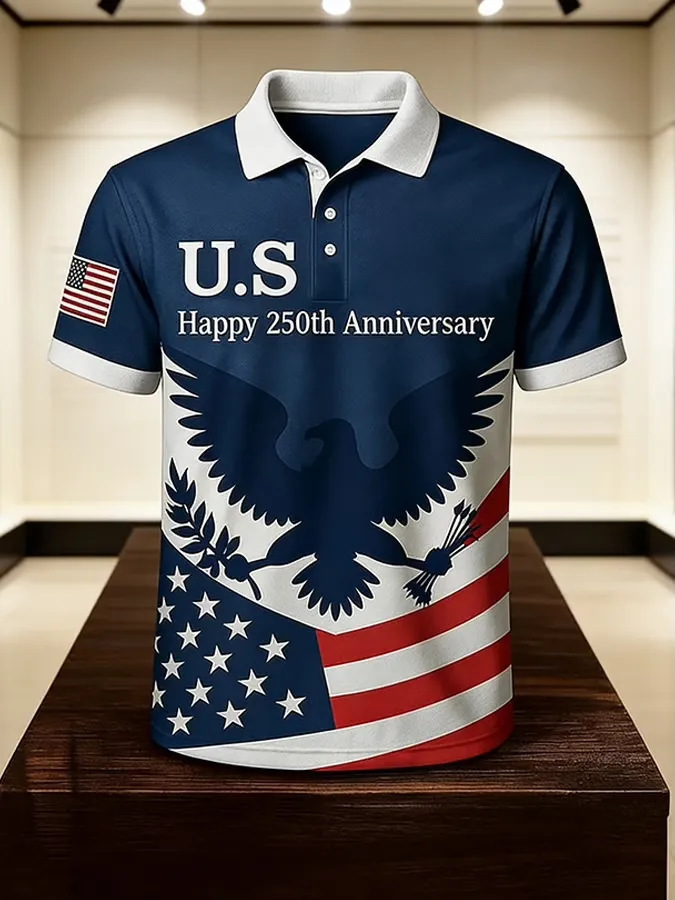 [Copy]Men's USA Flag Patriotic Golf Polo Shirt | Moisture Wicking American Flag Performance Golf Apparel