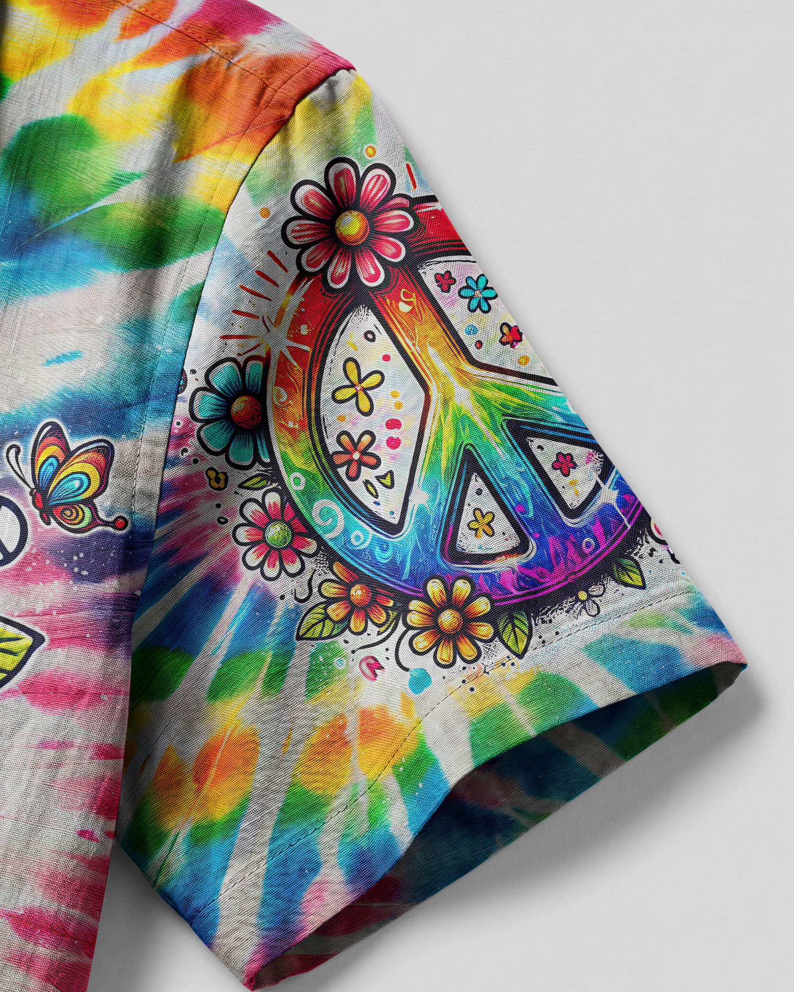IMAGINE ALL THE PEOPLE LIVING LIFE IN PEACE TIE DYE CAMP SHIRT - TYQY1504256