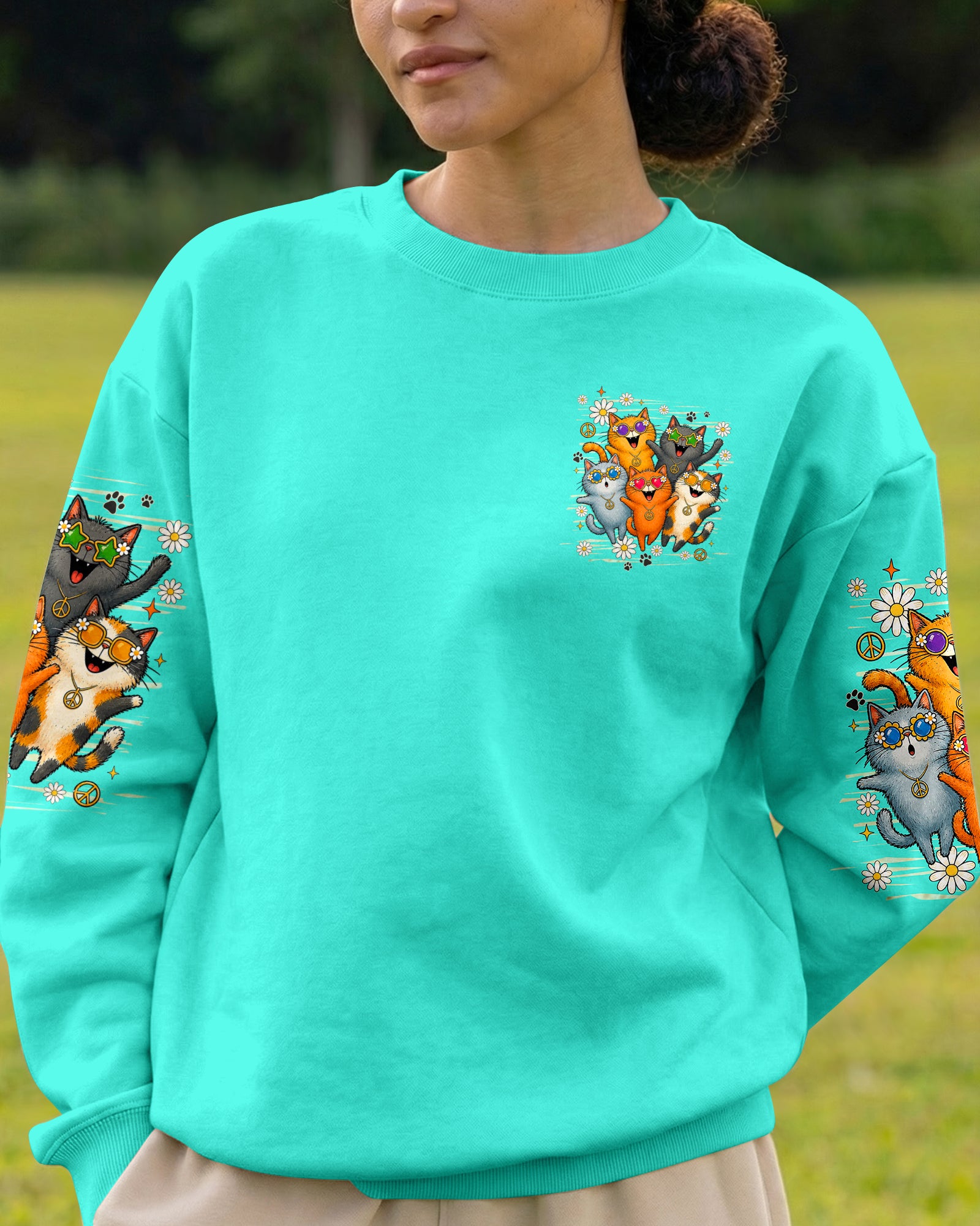 PEACE LOVE AND MEOW CAT ALL OVER PRINT - TLHN1007261