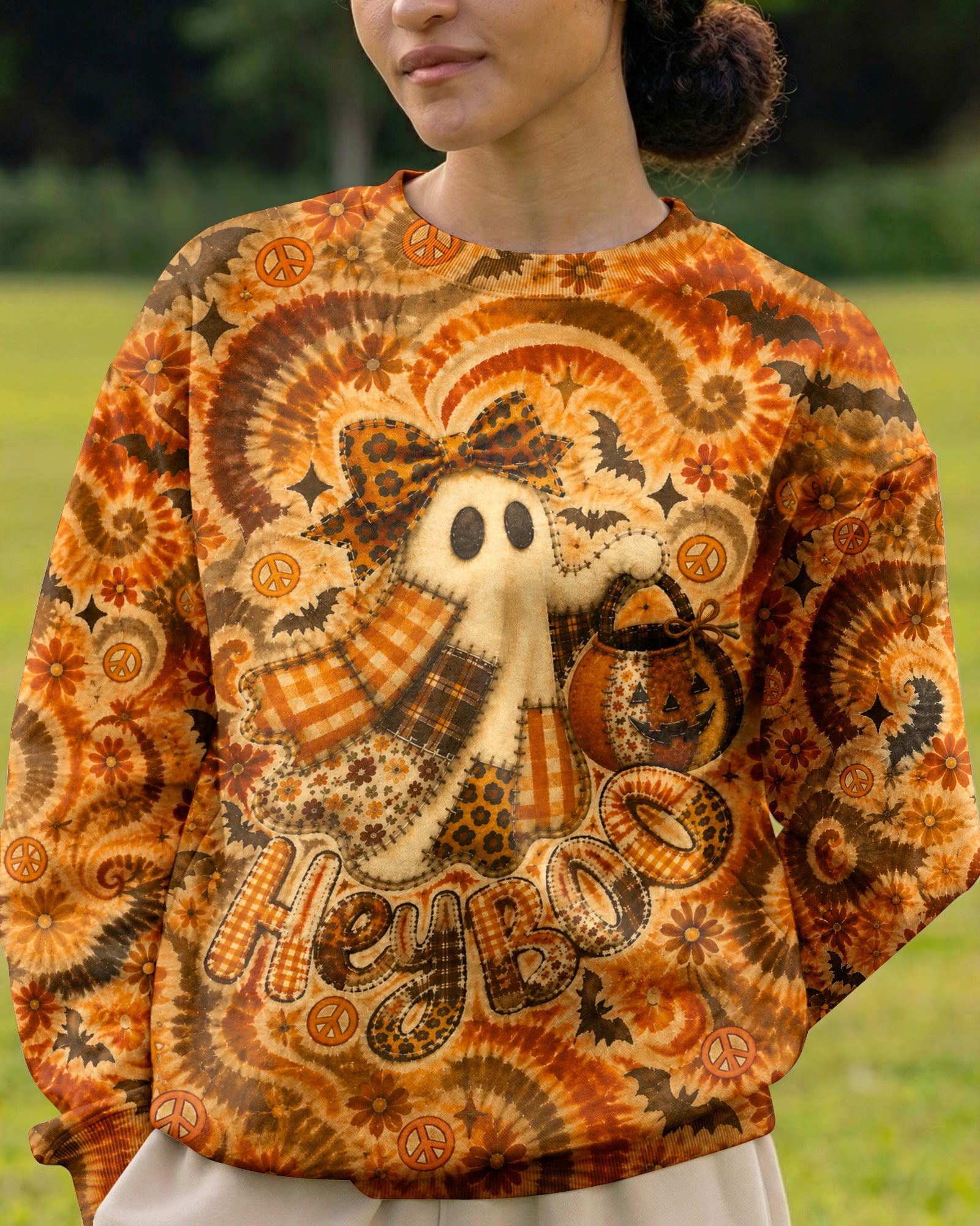 HEY BOO PATCHWORK GHOST HALLOWEEN ALL OVER PRINT - KMTM2707261