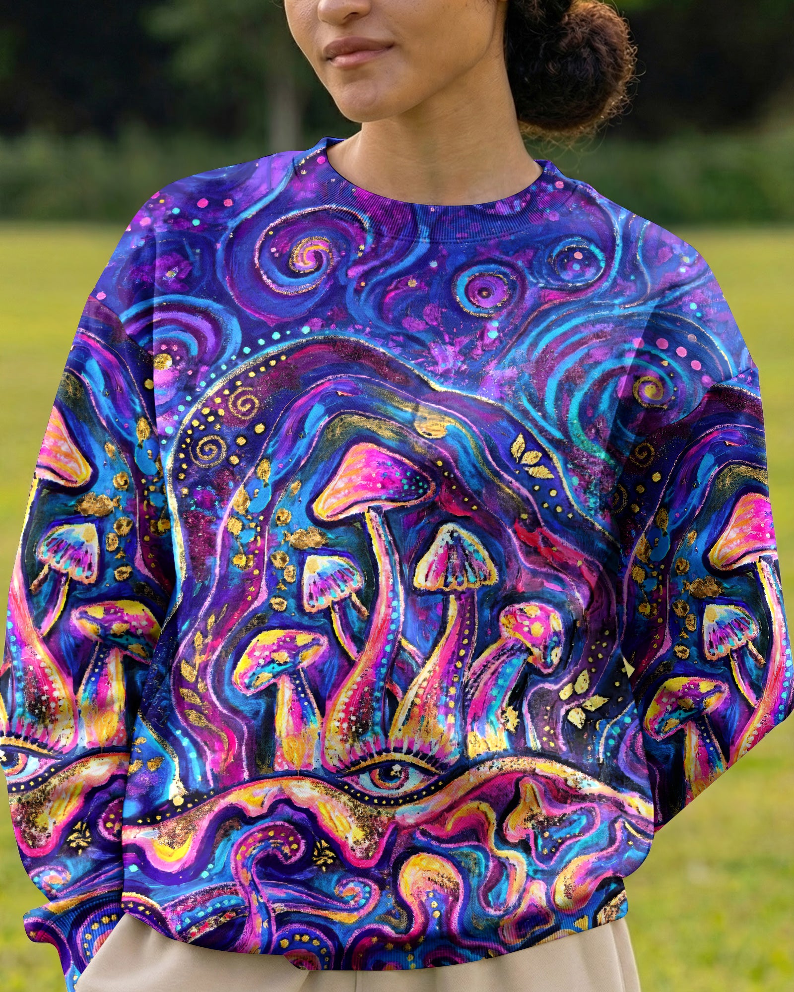 EAT MUSHROOMS SEE THE UNIVERSE SWIRL ALL OVER PRINT - RI3003262