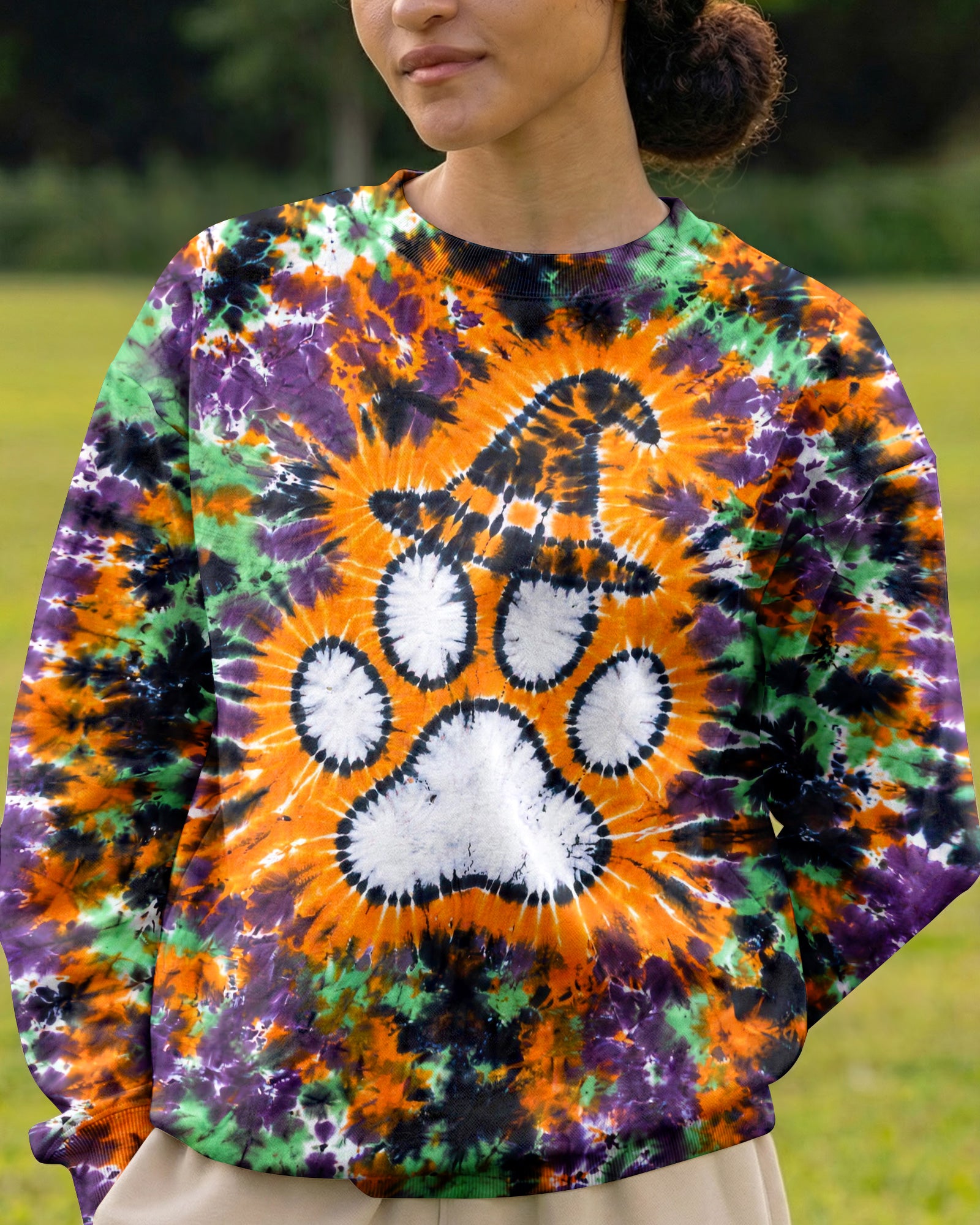 PAW PRINT WITCH HAT  HALLOWEEN BURST ALL OVER PRINT - TLHG2207261