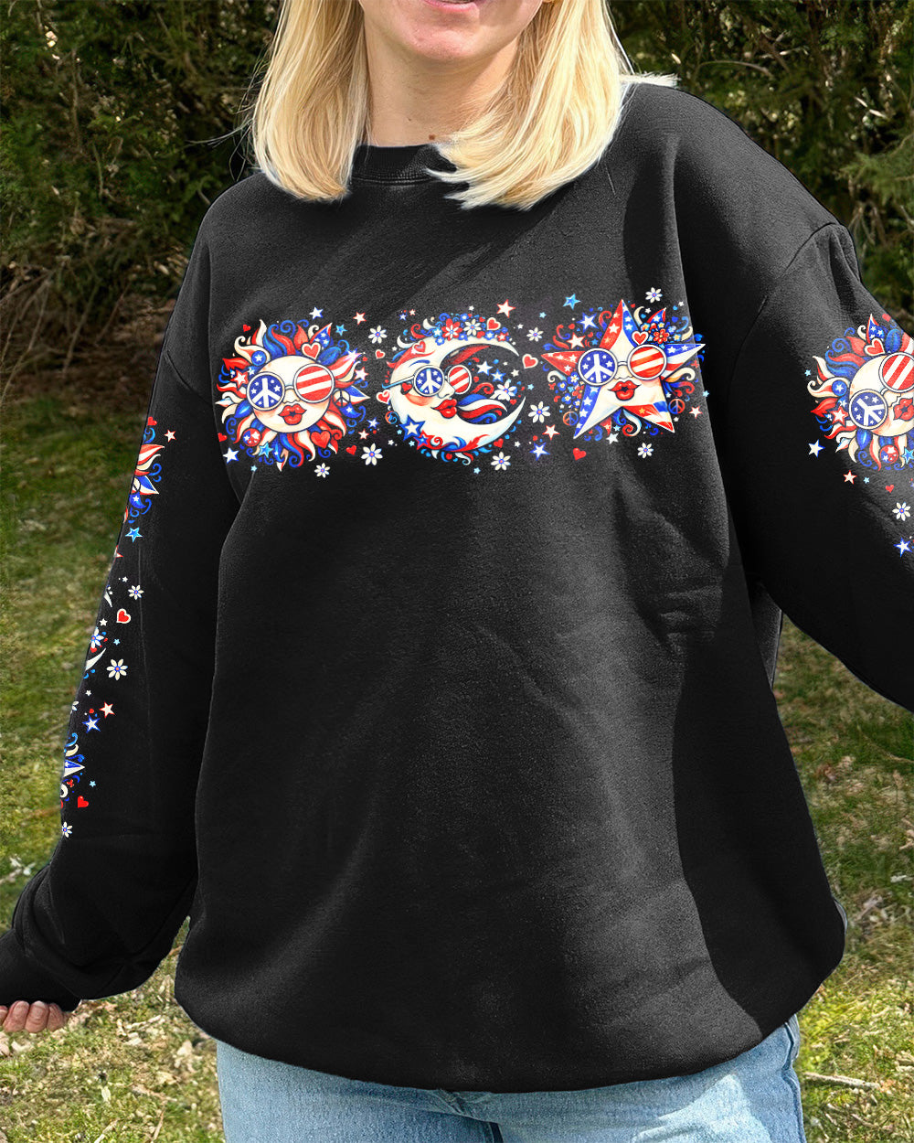 LIVE BY THE SUN RED WHITE & BLUE MOON STAR ALL OVER PRINT - TLNO3103262