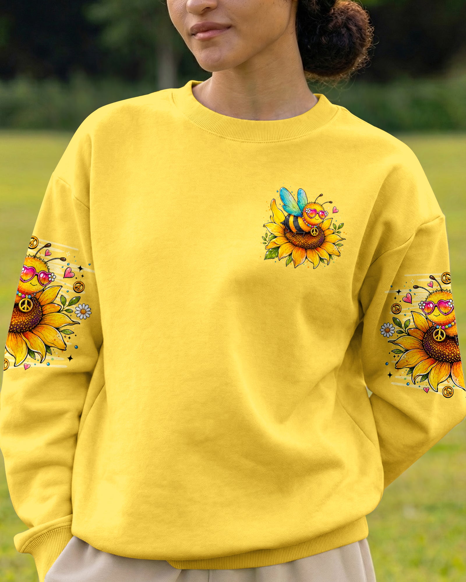 WHISPER WORDS OF WISDOM LET IT BE BEE SUNFLOWER ALL OVER PRINT -  TLNO1407261