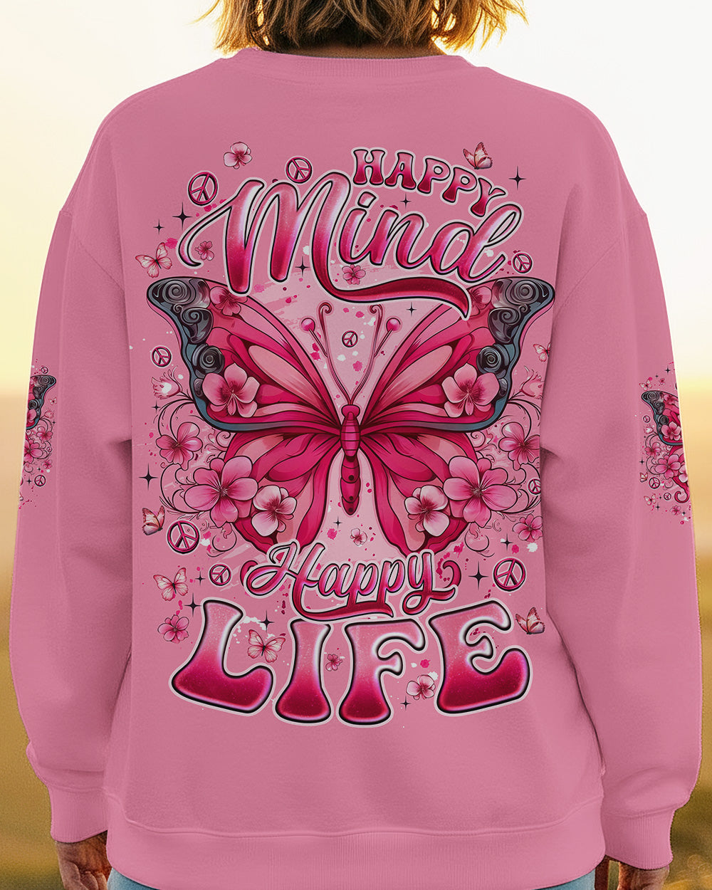 HAPPY MIND HAPPY LIFE BUTTERFLY ALL OVER PRINT - TYQY2602261