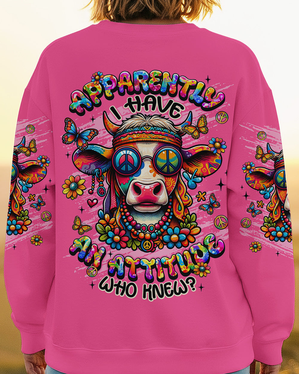 APPARENTLY I HAVE AN ATTITUDE WHO KNEW COW ALL OVER PRINT - TLNT0602261