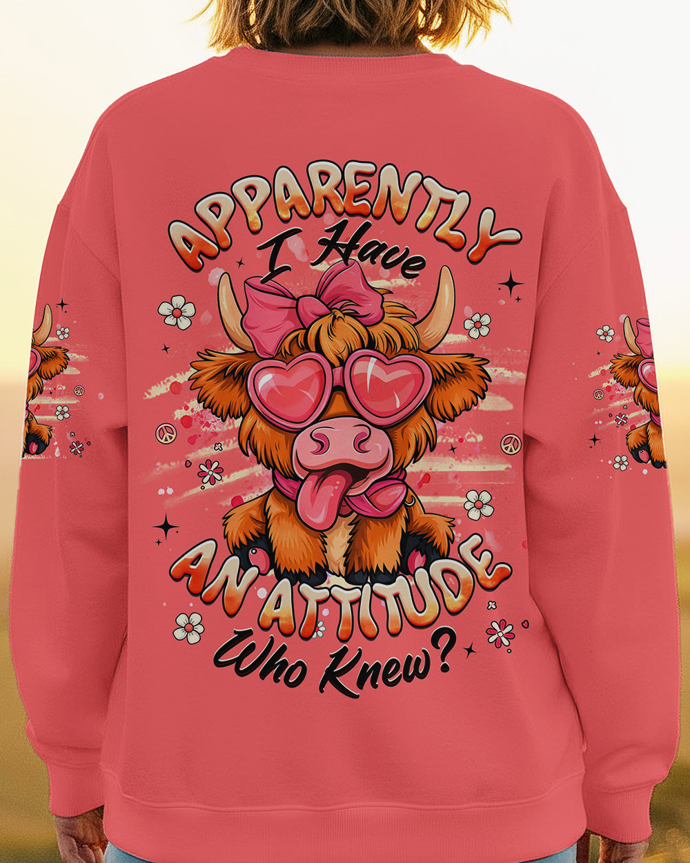 APPARENTLY I HAVE AN ATTITUDE WHO KNEW COW ALL OVER PRINT - TLHG0603262