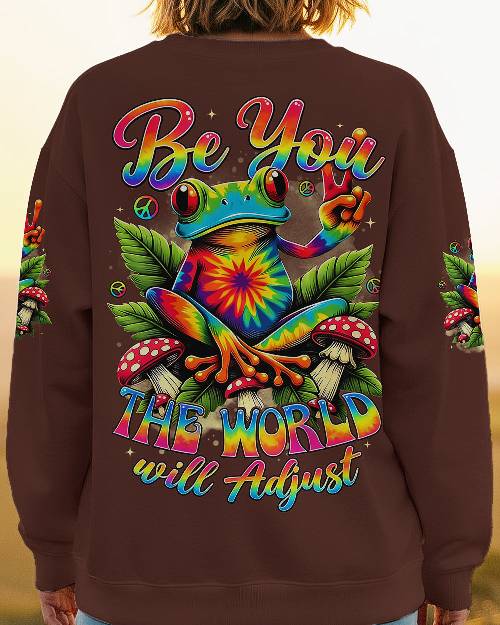 BE YOU THE WORLD WILL ADJUST FROG ALL OVER PRINT - TYTD0402261