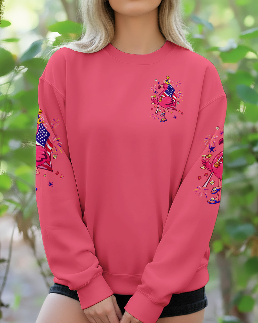 PRETTY IN PINK FLAMINGO RED WHITE & BLUE  ALL OVER PRINT - TLHG2403261