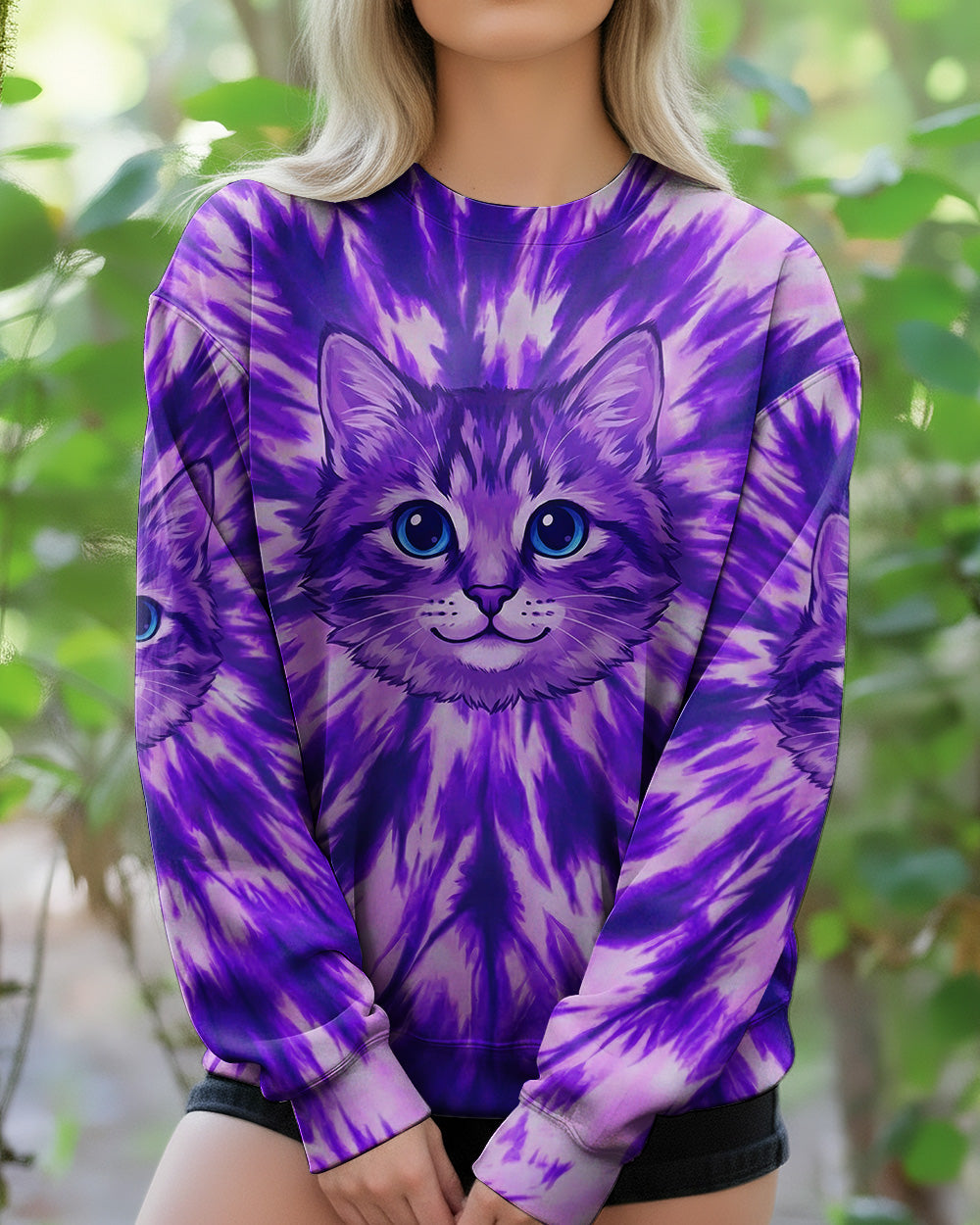 PURPLE AURA CAT ALL OVER PRINT - TYPQ0402262