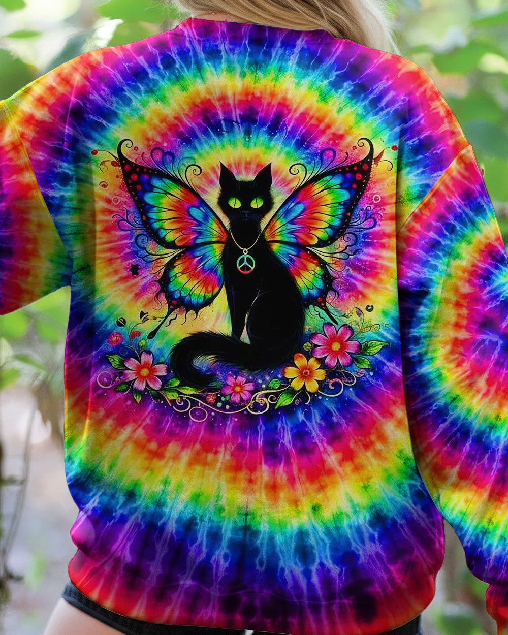 RAINBOW SWIRL BLACK CAT ALL OVER PRINT - YHHG2502261