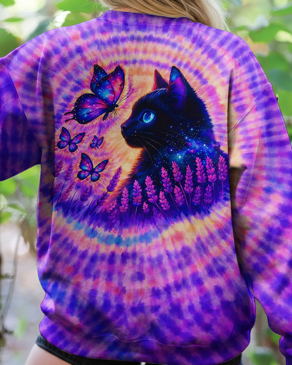 BLACK CAT LAVENDER PURPLE SWIRL ALL OVER PRINT - TLNO1103261