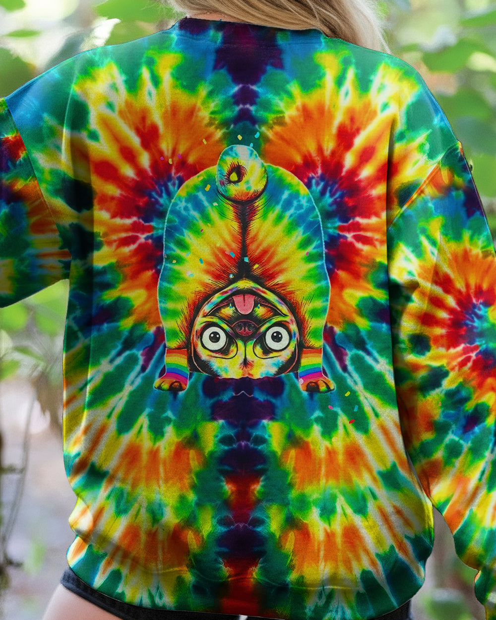RAINBOW SWIRL FUNNY PUG DOG ALL OVER PRINT - YHHG0202262