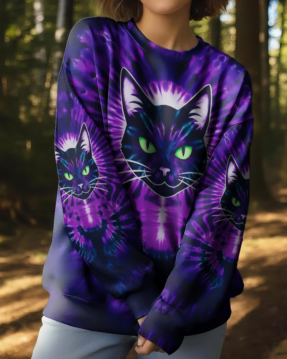 NEON PURPLE COOL CAT ALL OVER PRINT - YHHG0202261