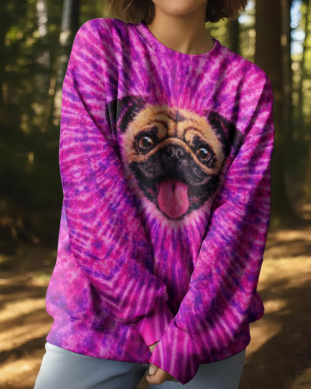 PUG DOG PURPLE & PINK SWIRL ALL OVER PRINT - TLNT2502261