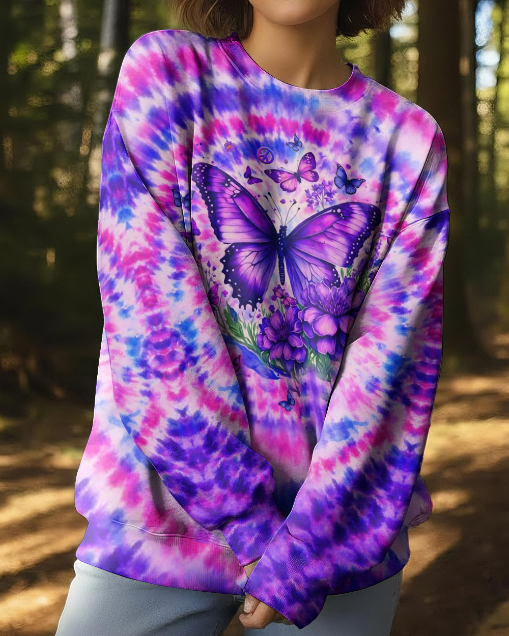 JUST BREATHE BUTTERFLY PURPLE SWIRL ALL OVER PRINT  - TLHN1203263