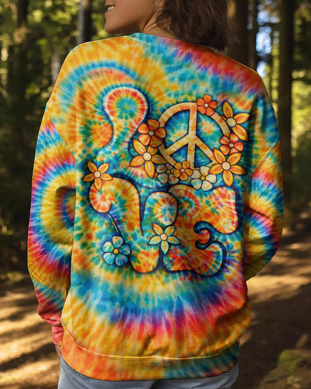 LOVE PEACE SYMBOL SWIRL ALL OVER PRINT - TLHN2303261