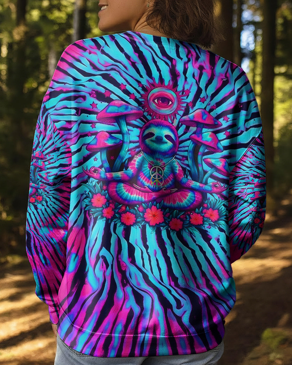 PINK TEAL SWIRL PEACE SLOTH ALL OVER PRINT - YHLT0902261
