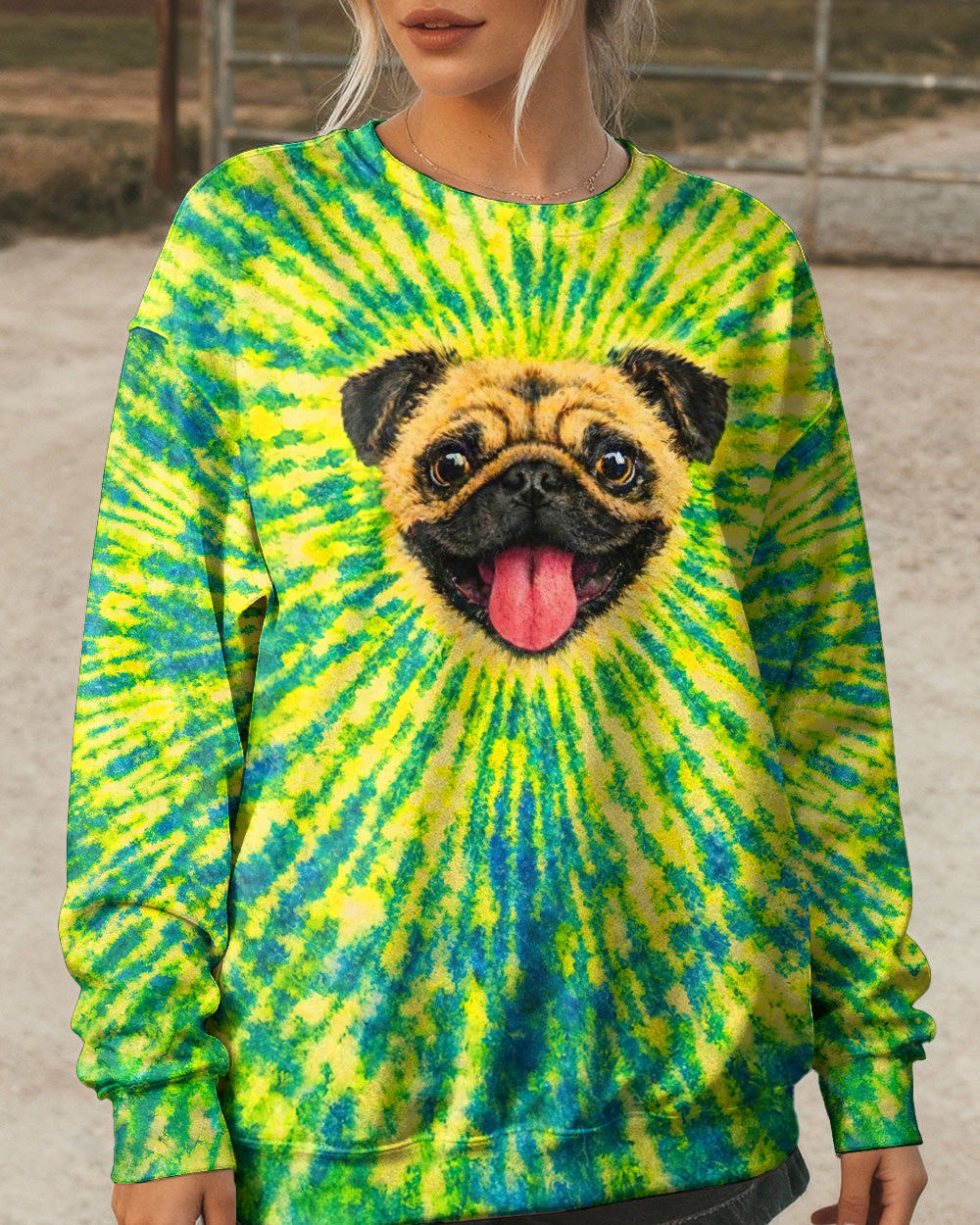 PUG DOG LEMON YELLOW SWIRL ALL OVER PRINT - TLNT2502262