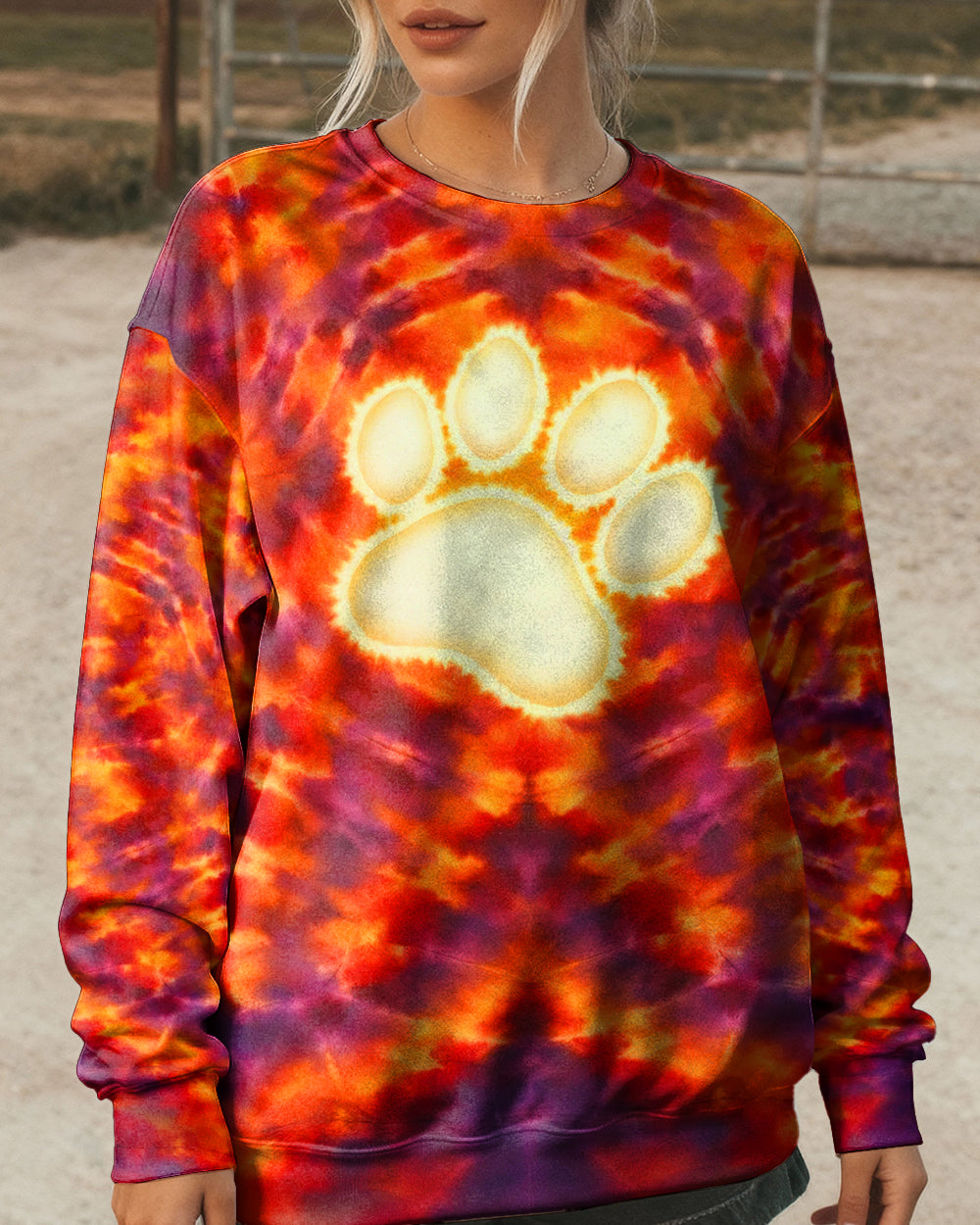 PAW PRINT BURNT ORANGE SWIRL ALL OVER PRINT - TLHG1303262