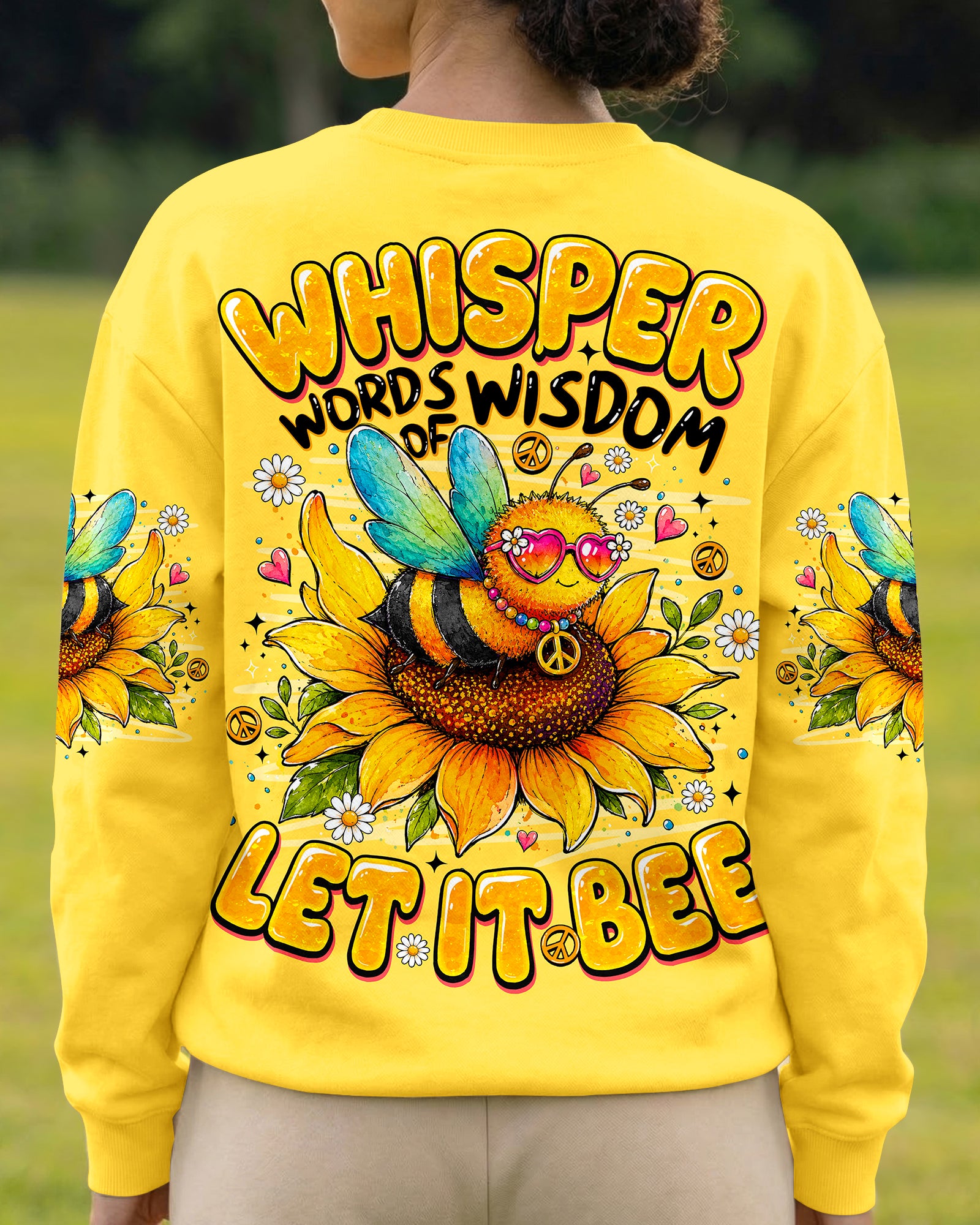 WHISPER WORDS OF WISDOM LET IT BE BEE SUNFLOWER ALL OVER PRINT -  TLNO1407261