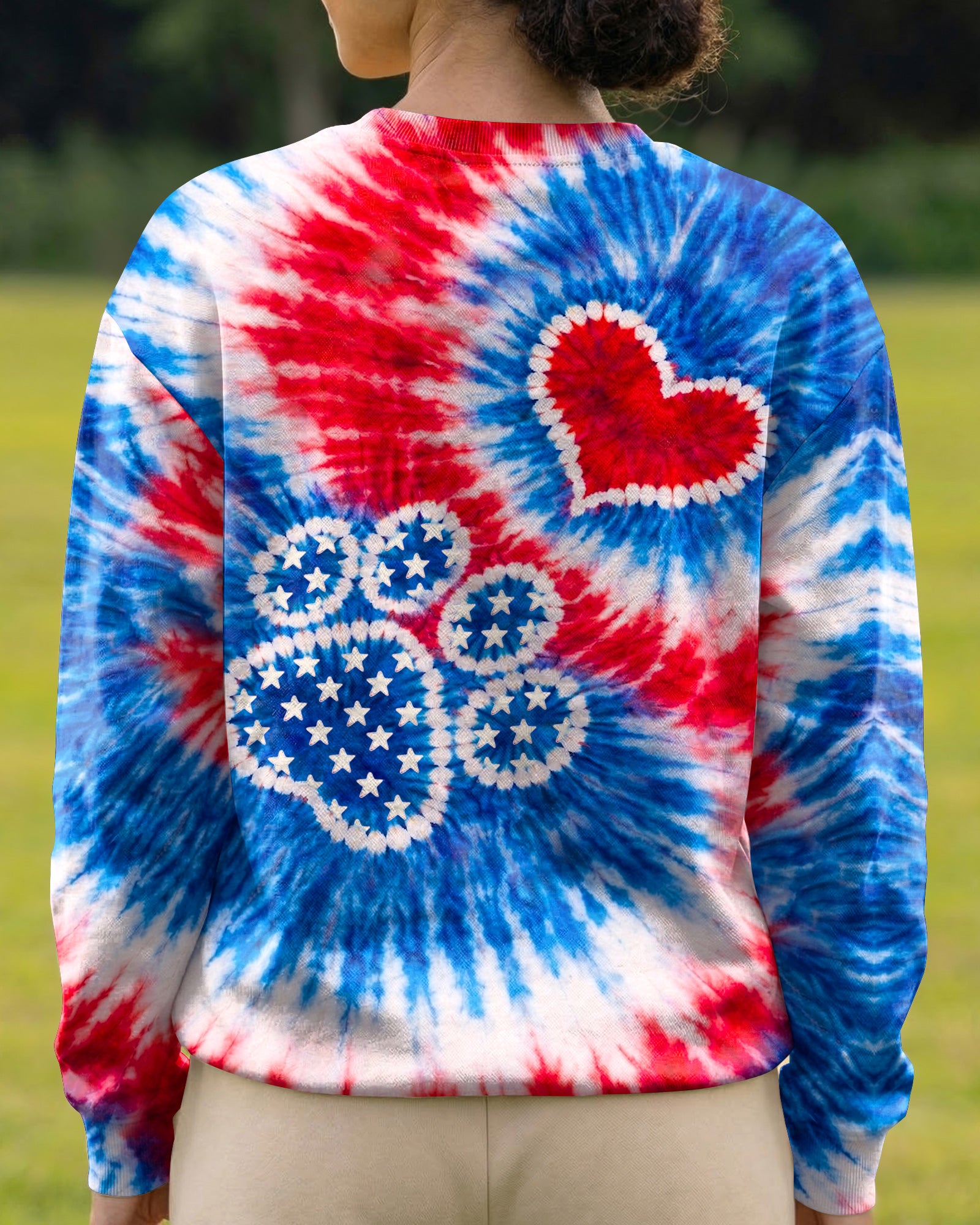 PAW HEART RED WHITE & BLUE SWIRL ALL OVER PRINT - TLHN0104261