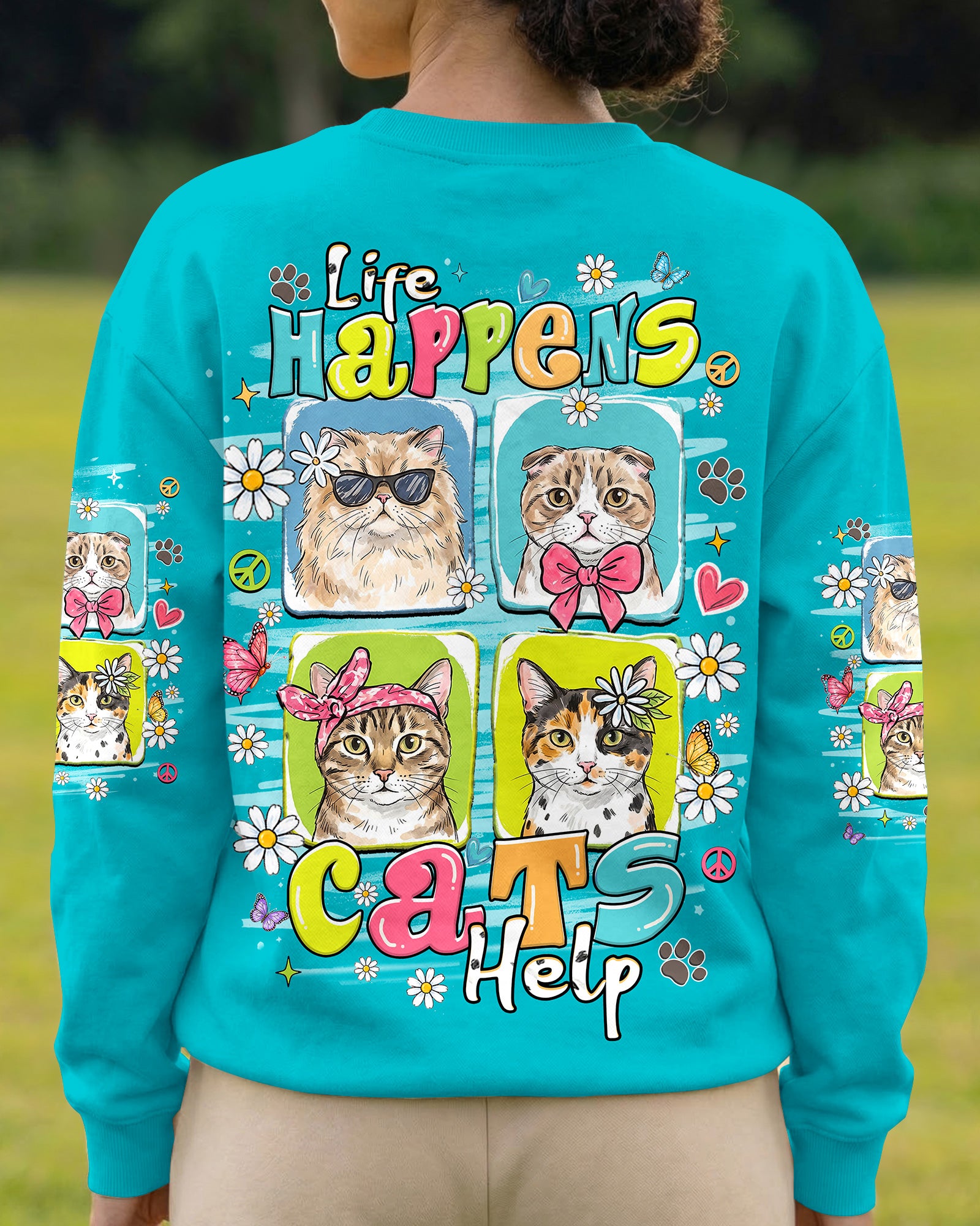 LIFE HAPPENS CATS HELP ALL OVER PRINT - TLHN2907264