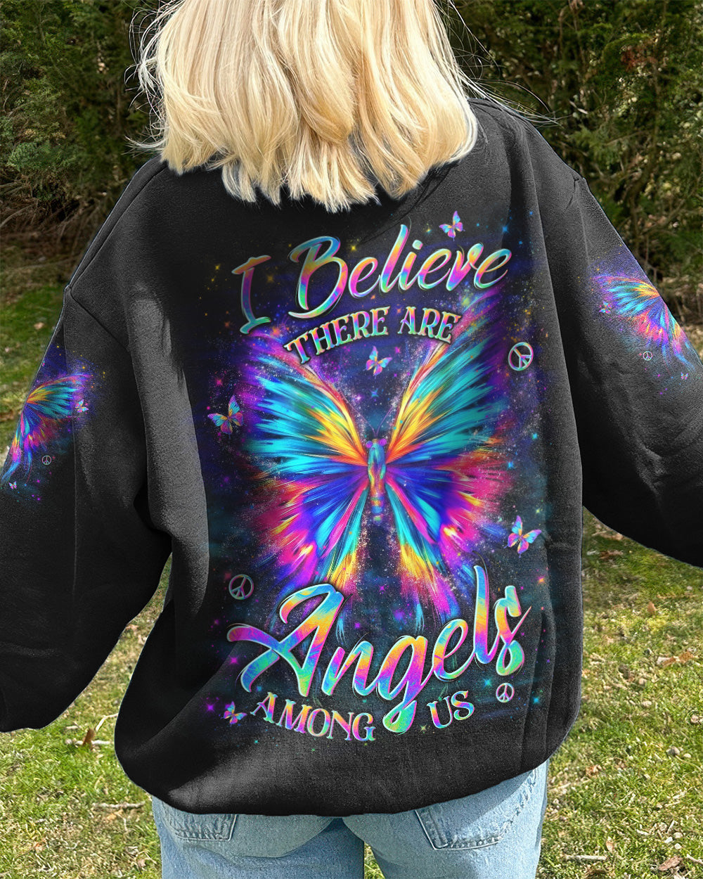 I BELIEVE THERE ARE ANGELS AMONG US BUTTERFLY ALL OVER PRINT - YHLN0402262