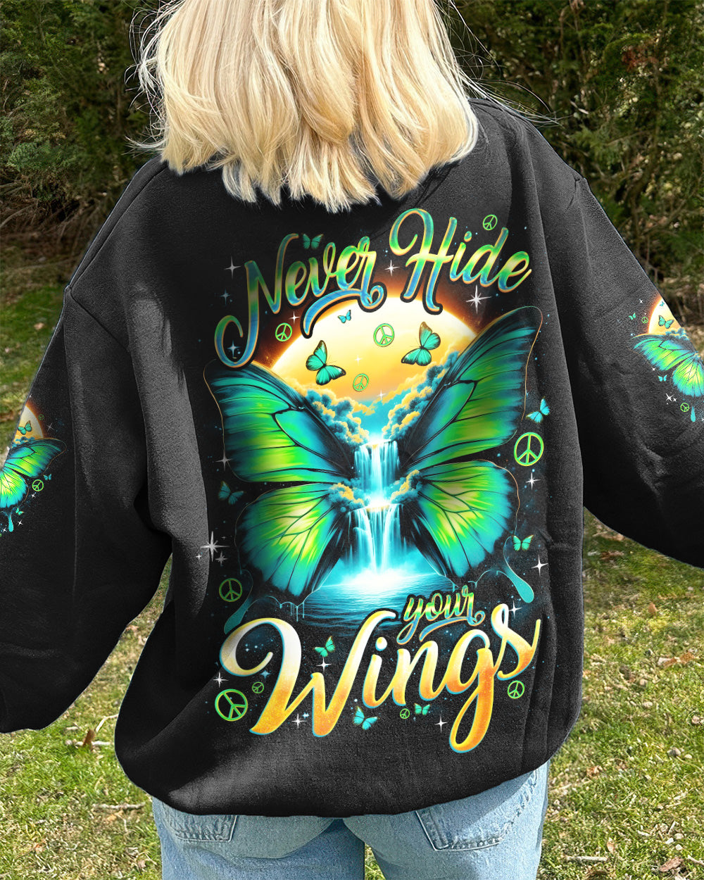 NEVER HIDE YOUR WINGS BUTTERFLY ALL OVER PRINT - TYQY0902262