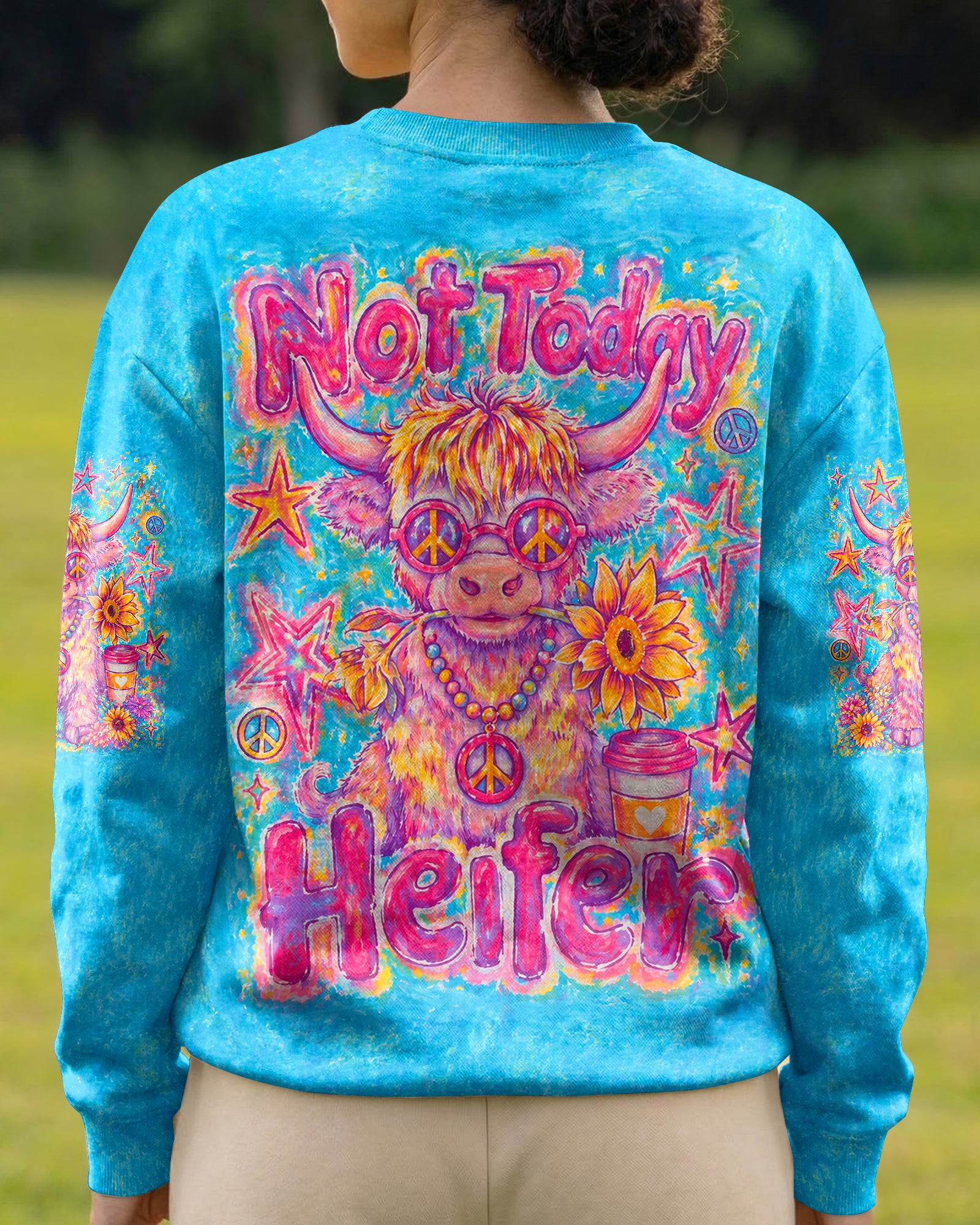 NOT TODAY HEIFER HIGHLAND COW PEACE ALL OVER PRINT - KMTM1507263