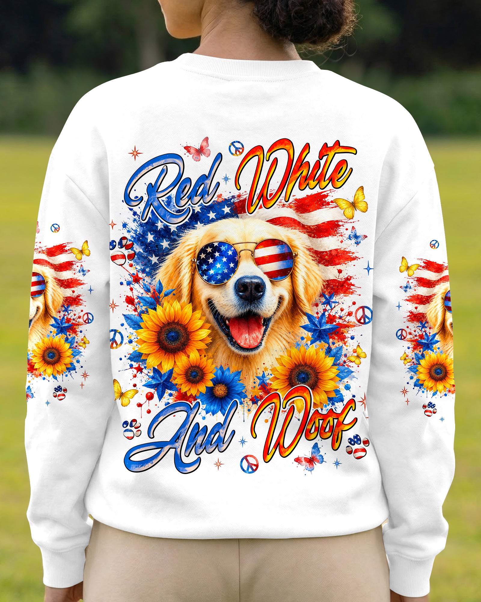 RED WHITE & WOOF GOLDEN RETRIEVER DOG ALL OVER PRINT - TLNT1905264