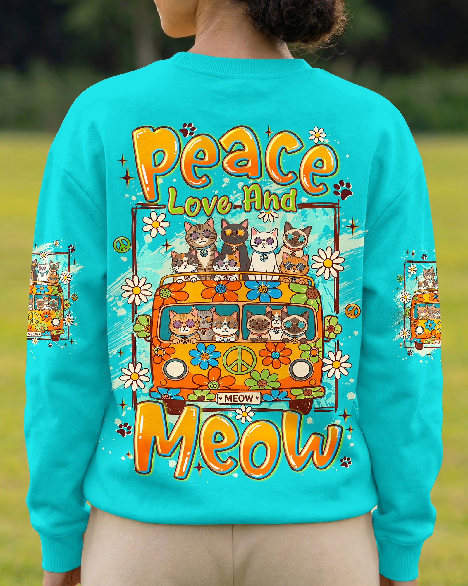 PEACE LOVE AND MEOW CATS ALL OVER PRINT - TYLN2407263
