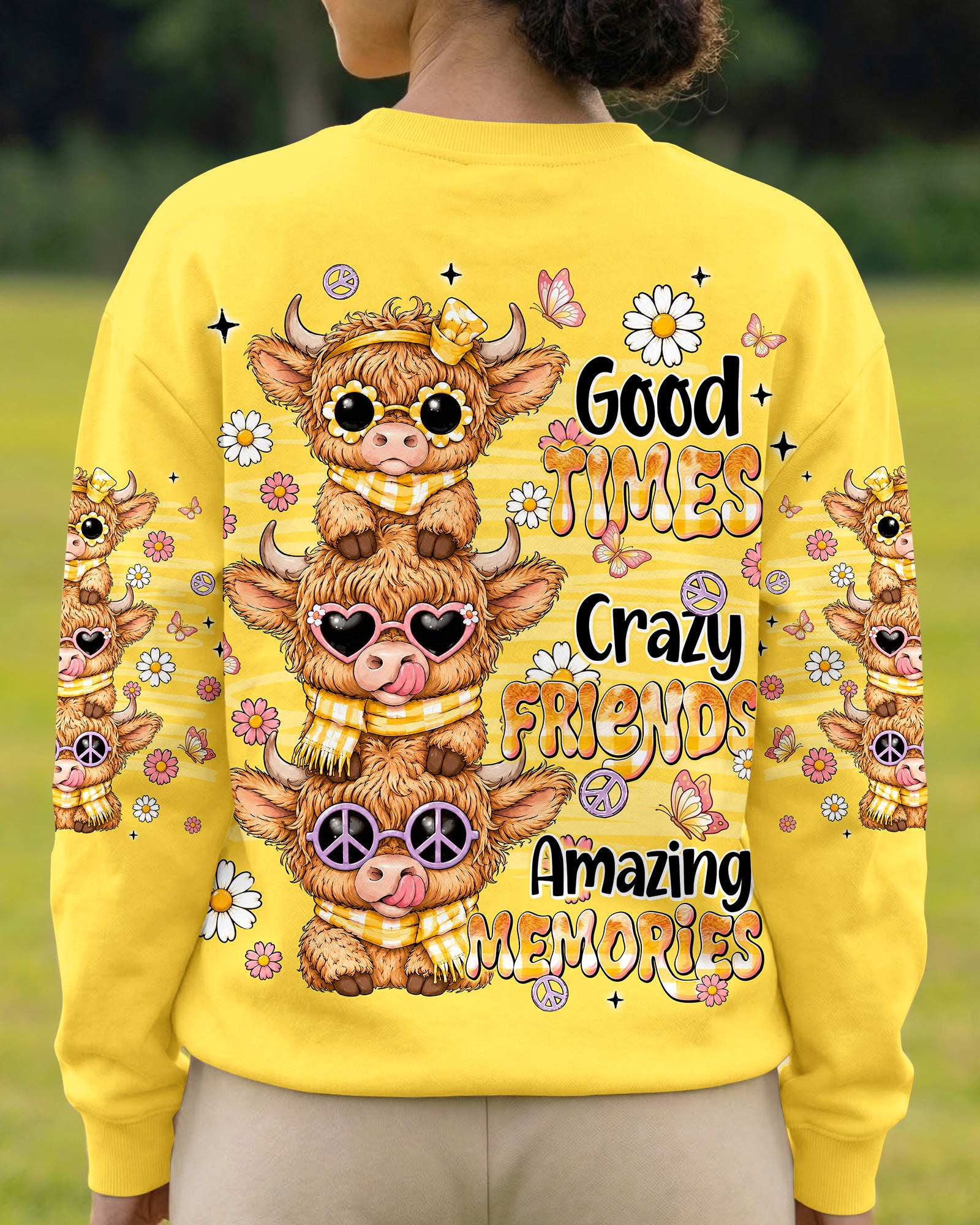 GOOD TIMES CRAZY FRIENDS HIGHLAND COW ALL OVER PRINT - TLNT0707261