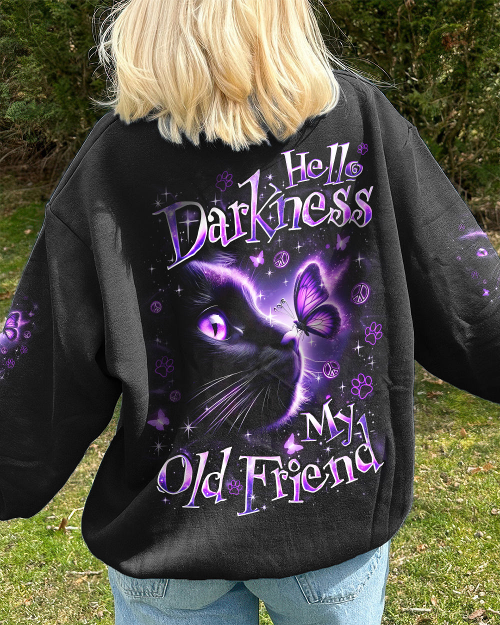 HELLO DARKNESS MY OLD FRIEND CAT AND BUTTERFLY ALL OVER PRINT - TYQY1203262