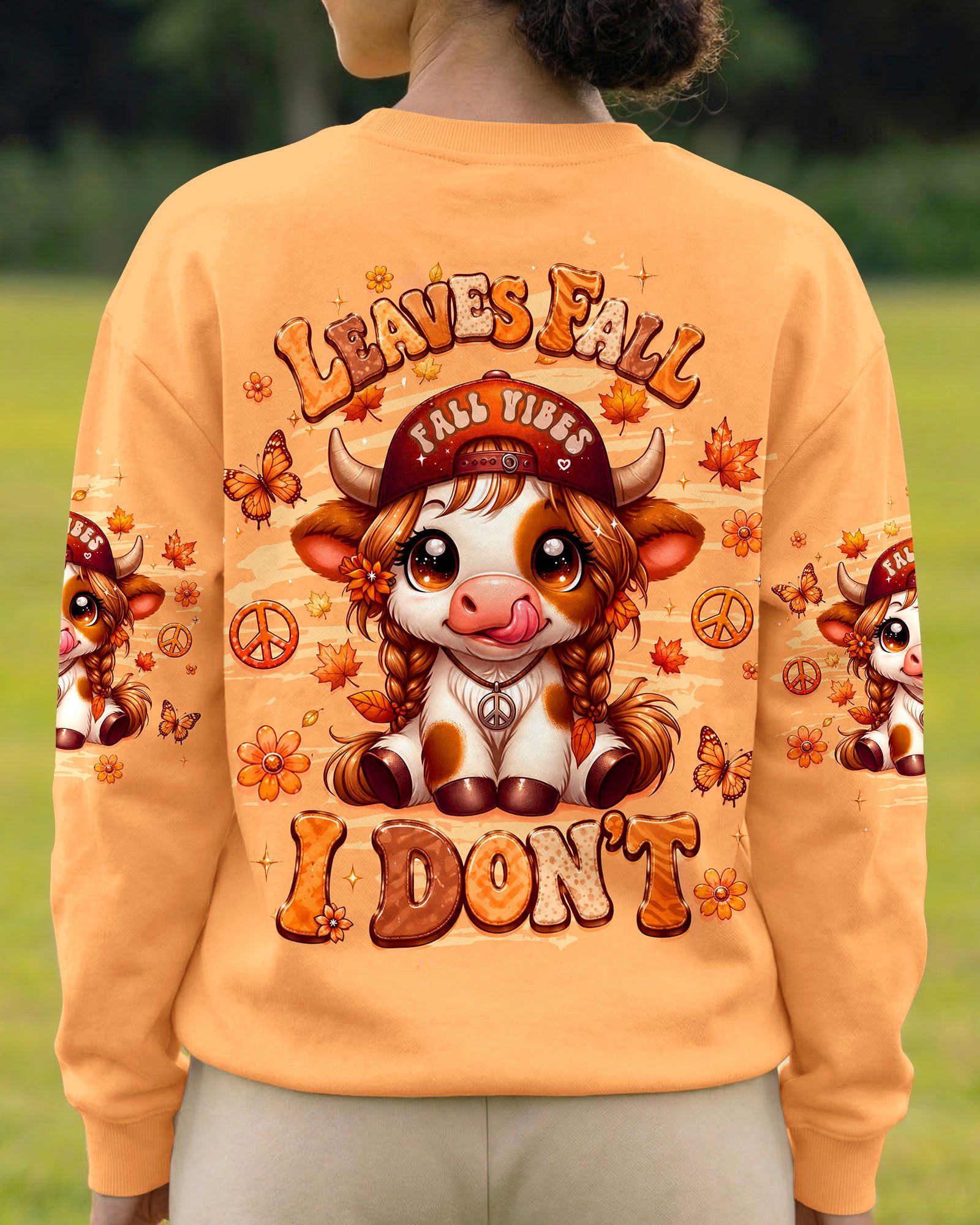 LEAVES FALL I DON'T HIGHLAND COW AUTUMN ALL OVER PRINT - TLTW2707264