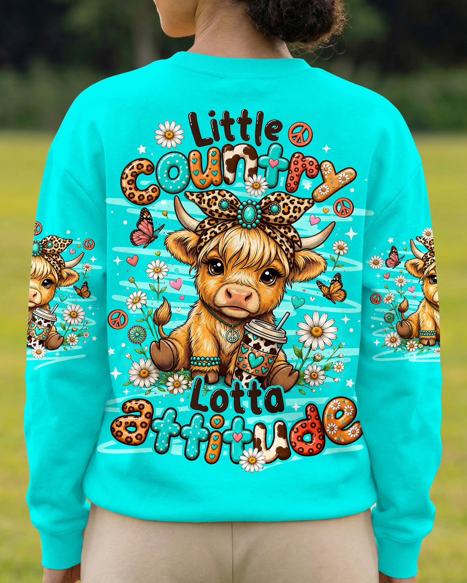 LITTLE COUNTRY LOTTA ATTITUDE COW ALL OVER PRINT  - TLNO0906263