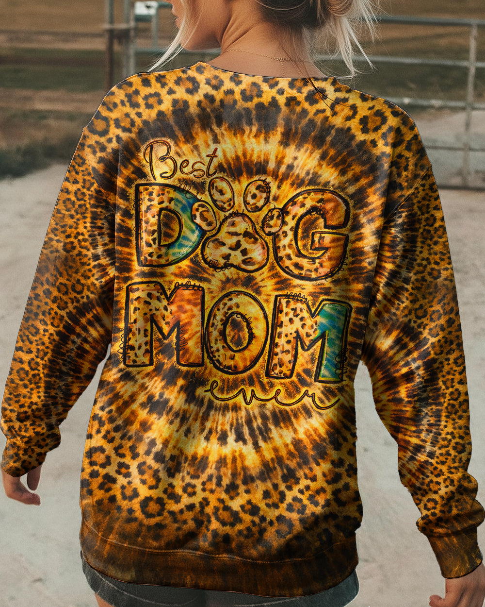 BEST DOG MOM EVER LEOPARD SWIRL ALL OVER PRINT   - TLNT1003261