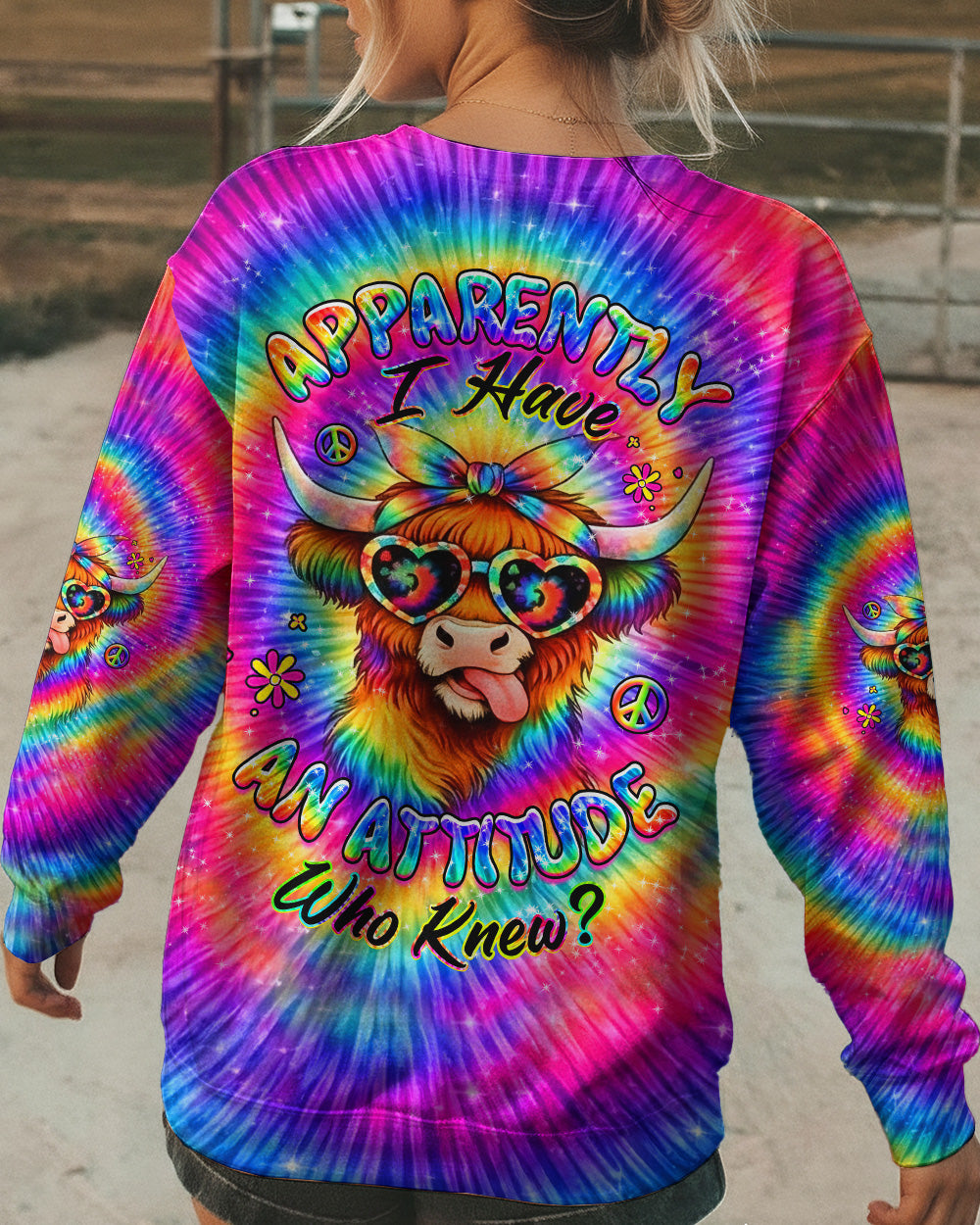 APPARENTLY I HAVE AN ATTITUDE WHO KNEW COW ALL OVER PRINT - YHHG2502262