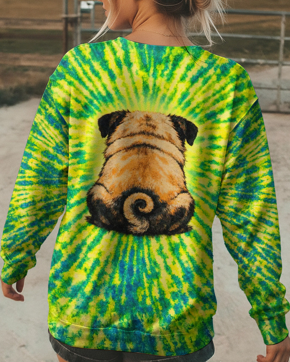 PUG DOG LEMON YELLOW SWIRL ALL OVER PRINT - TLNT2502262
