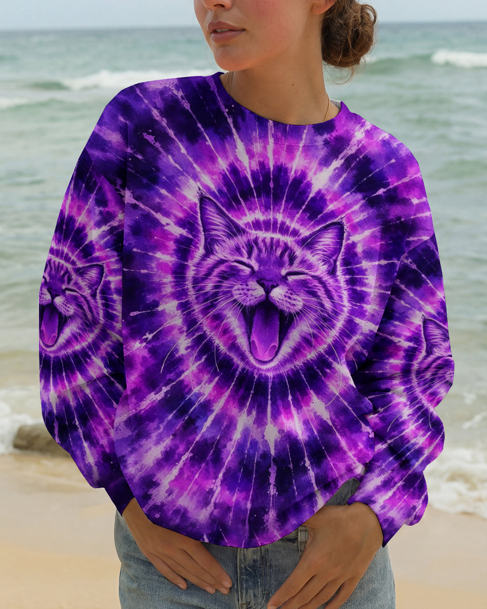 CAT PURPLE SWIRL ALL OVER PRINT - TLHN1003263