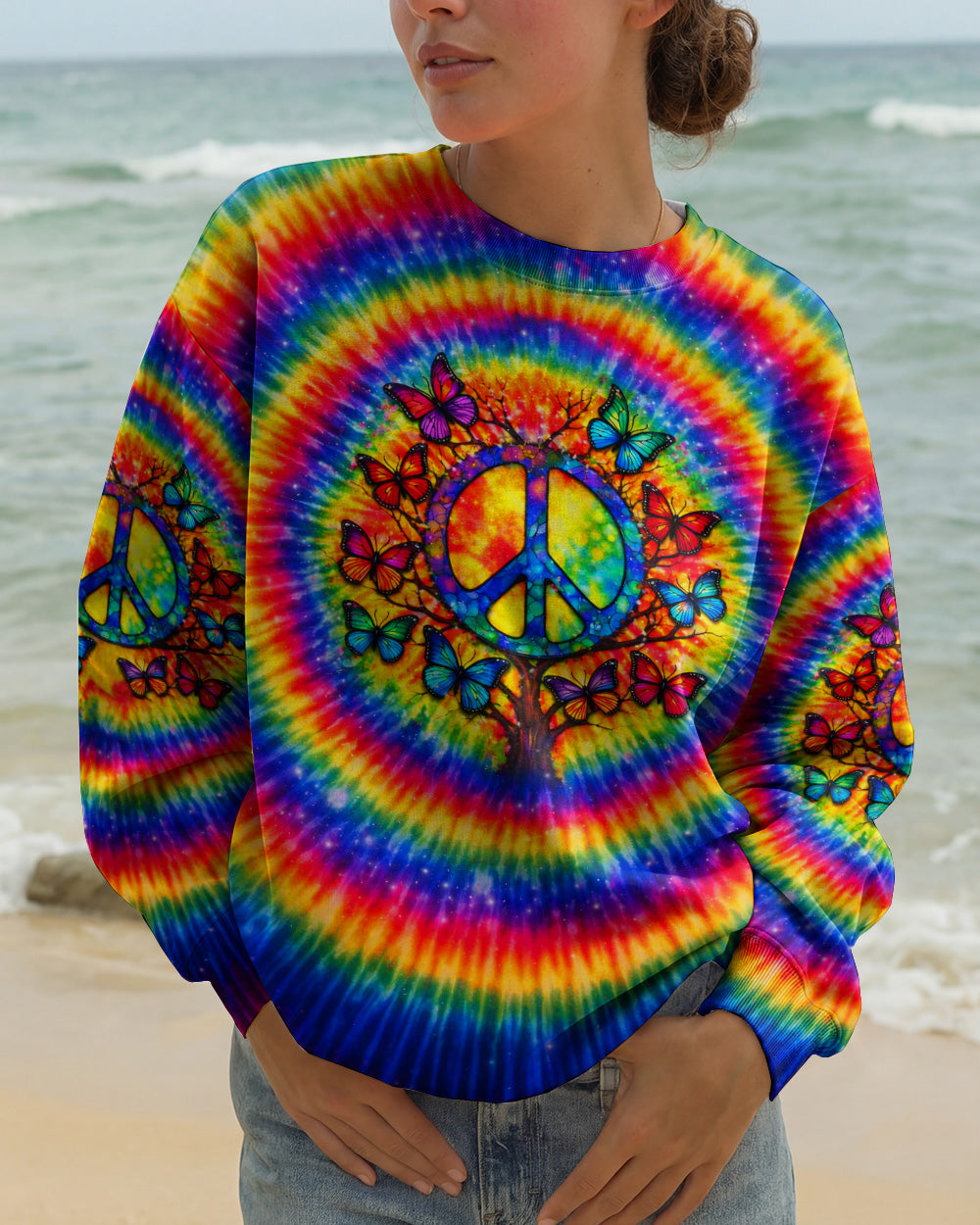 I BELIEVE THERE ARE ANGELS AMONG US PEACE BUTTERFLY SWIRL ALL OVER PRINT - TLNO1302261