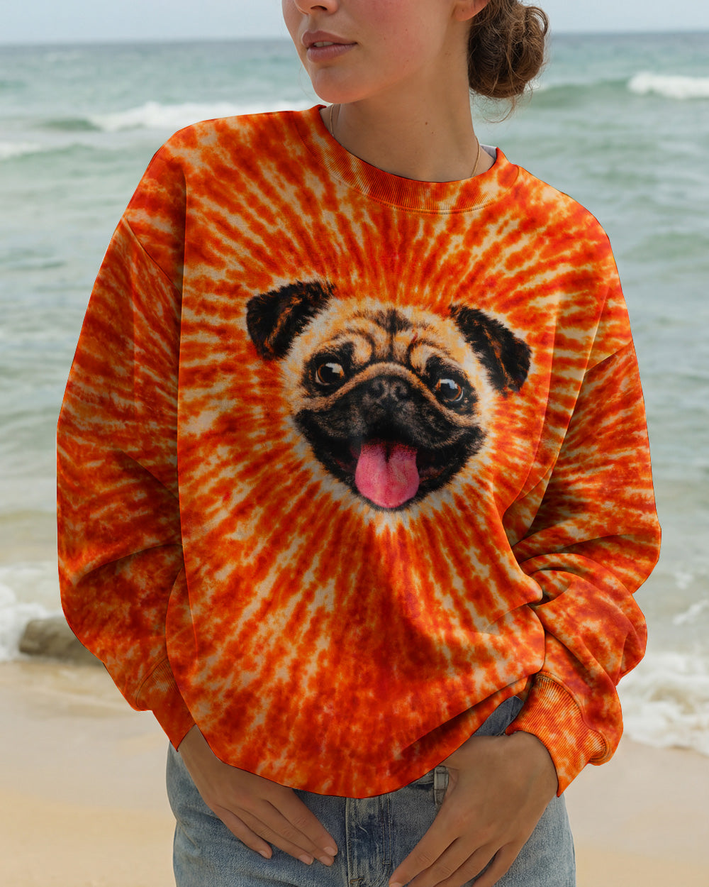PUG DOG ORANGE SWIRL ALL OVER PRINT - TLNT0202261