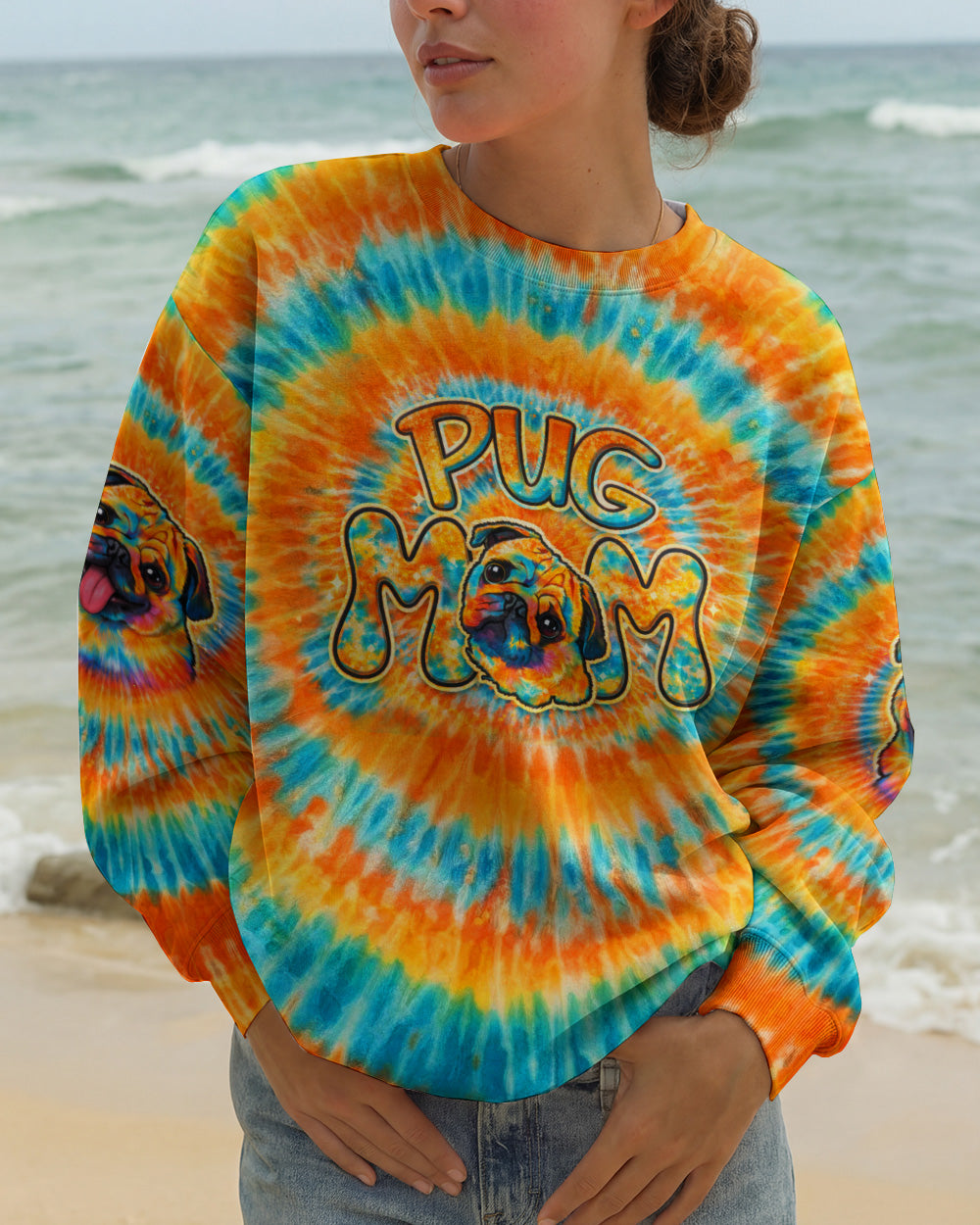 PUG MOM DOG  SWIRL ALL OVER PRINT - TLTW2702263