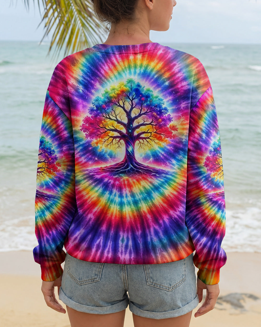 NEON RAINBOW SWIRL TREE OF LIFE ALL OVER PRINT - YHHG2402262