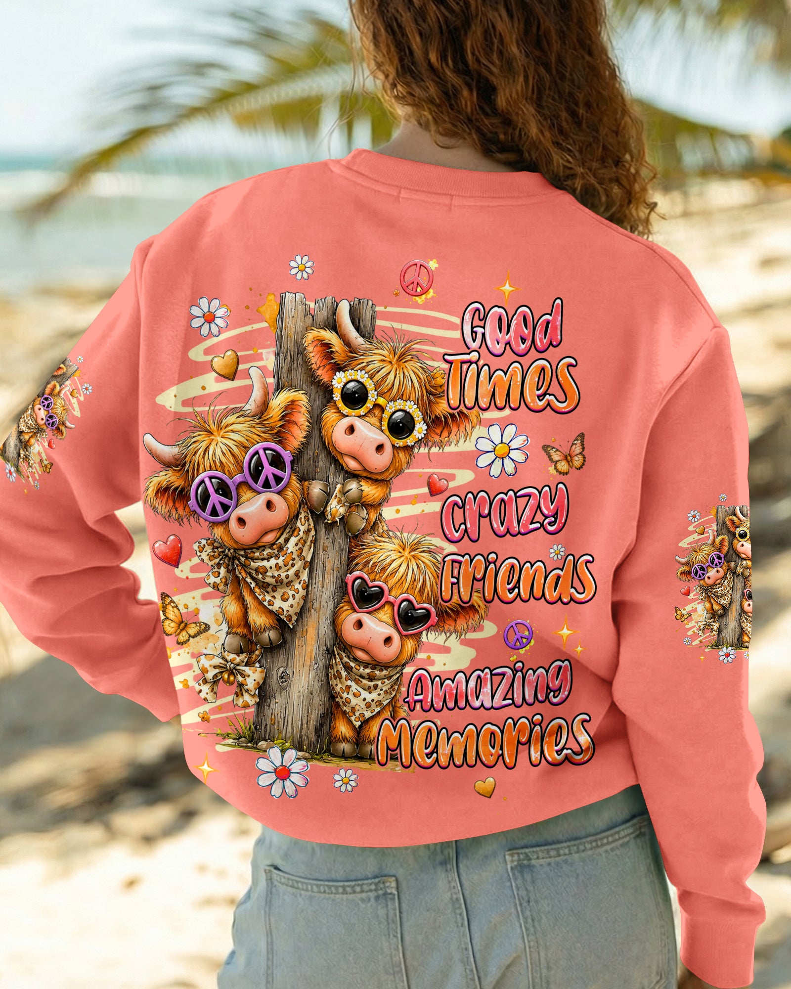 GOOD TIMES CRAZY FRIENDS HIGHLAND COW ALL OVER PRINT - TLHG0807261